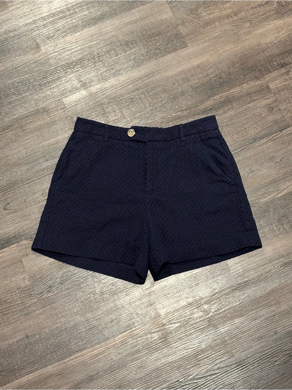 Draper James Navy Textured Tailored Shorts